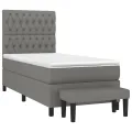 cadre de lit avec matelas Gris foncé 90x200 cm Tissu
