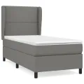cadre de lit avec matelas Gris foncé 90x200 cm Tissu