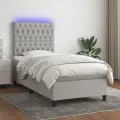 cadre de lit et matelas et LED Gris clair 100x200 cm