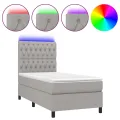cadre de lit et matelas et LED Gris clair 100x200 cm