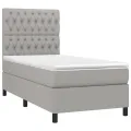 cadre de lit et matelas et LED Gris clair 100x200 cm