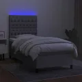 cadre de lit et matelas et LED Gris clair 100x200 cm