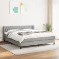 cadre de lit avec matelas Gris clair 180x200cm Tissu