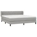 cadre de lit avec matelas Gris clair 180x200cm Tissu