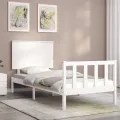 Cadre de lit avec tête de lit blanc 90x200 cm bois massif