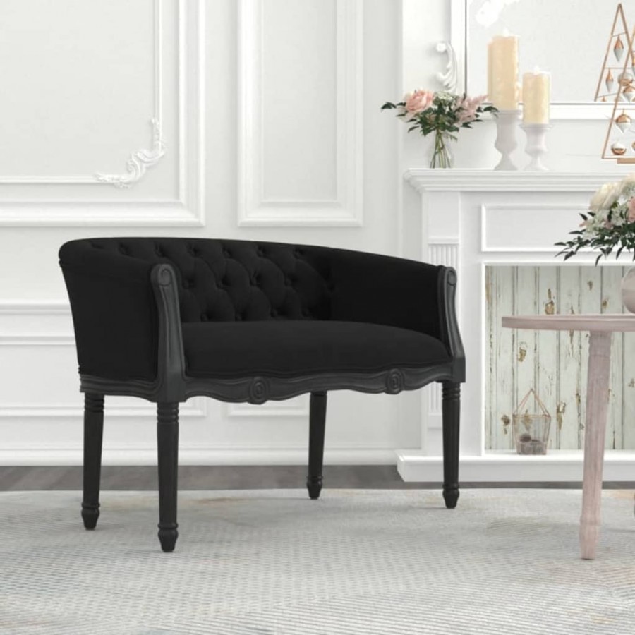 Banc Noir 98x56x69 cm Velours