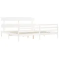Cadre de lit avec tête de lit blanc 200x200 cm bois massif