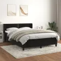 cadre de lit avec matelas Noir 140x200 cm Velours