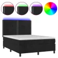 cadre de lit matelas et LED Noir 140x200 cm Velours
