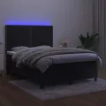 cadre de lit matelas et LED Noir 140x200 cm Velours