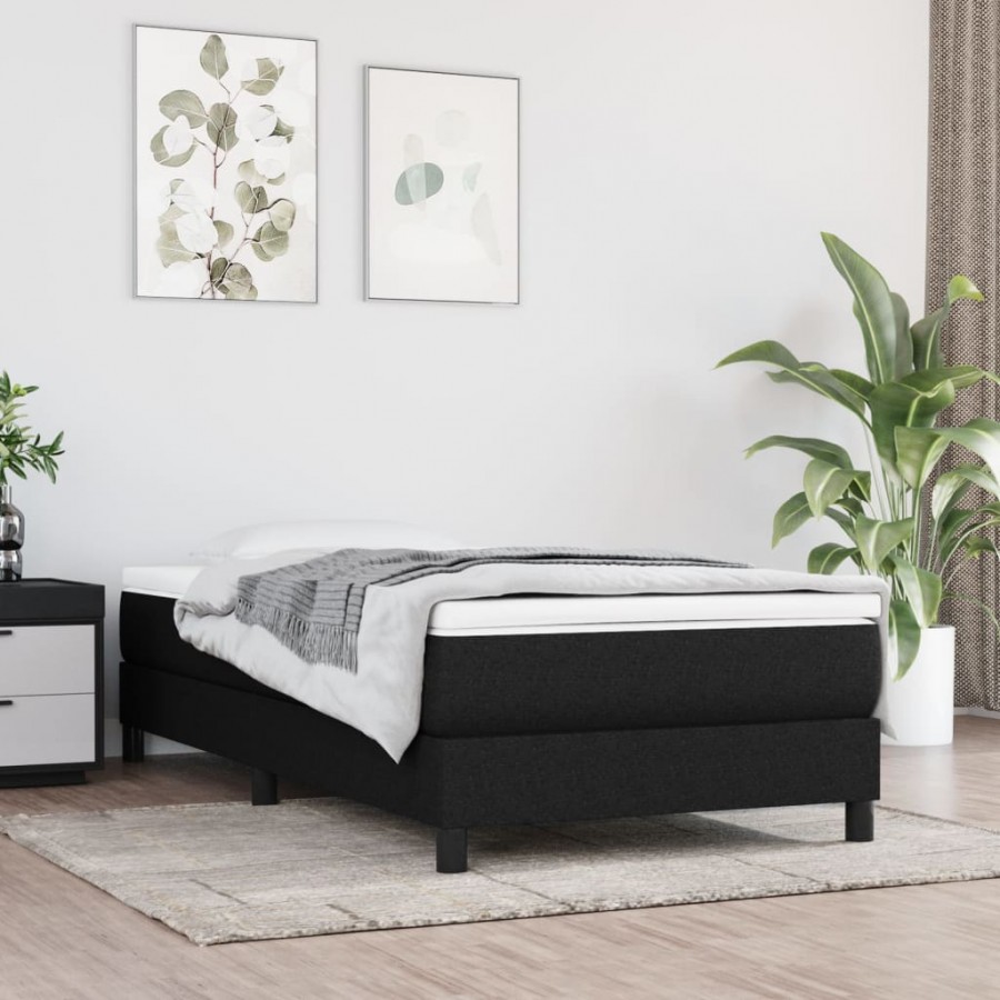 cadre de lit avec matelas Noir 100x200 cm Tissu