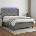cadre de lit matelas LED Gris foncé 140x190 cm Tissu
