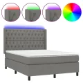cadre de lit matelas LED Gris foncé 140x190 cm Tissu