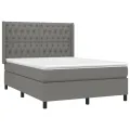 cadre de lit matelas LED Gris foncé 140x190 cm Tissu