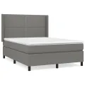 cadre de lit avec matelas Gris foncé 140x190cm Tissu