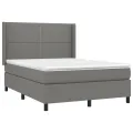 cadre de lit avec matelas Gris foncé 140x190cm Tissu