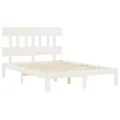 Cadre de lit avec tête de lit blanc petit double bois massif