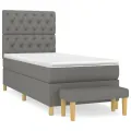 cadre de lit avec matelas Gris foncé 80x200 cm Tissu