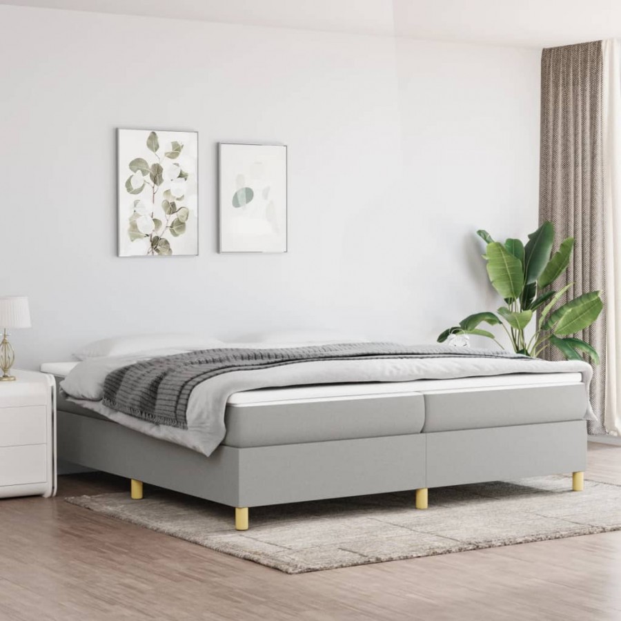 cadre de lit avec matelas Gris clair 200x200cm Tissu