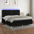cadre de lit et matelas et LED Noir 200x200 cm Tissu