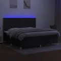 cadre de lit et matelas et LED Noir 200x200 cm Tissu