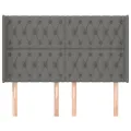 Tête de lit avec oreilles Gris foncé 163x16x118/128 cm Tissu