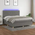 cadre de lit et matelas et LED Gris foncé 160x200 cm