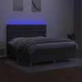 cadre de lit et matelas et LED Gris foncé 160x200 cm