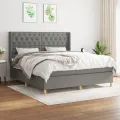 cadre de lit avec matelas Gris foncé 160x200cm Tissu