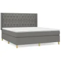cadre de lit avec matelas Gris foncé 160x200cm Tissu