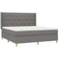 cadre de lit avec matelas Gris foncé 160x200cm Tissu