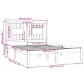 Cadre de lit Blanc Bois massif 120x190 cm Petit Double