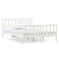 Cadre de lit Blanc Bois massif 120x190 cm Petit Double