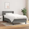 cadre de lit avec matelas Gris foncé 100x200cm Tissu