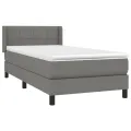 cadre de lit avec matelas Gris foncé 100x200cm Tissu