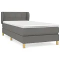 cadre de lit avec matelas Gris foncé 100x200cm Tissu