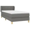 cadre de lit avec matelas Gris foncé 100x200cm Tissu