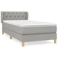 cadre de lit avec matelas Gris clair 80x200 cm Tissu