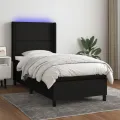 cadre de lit matelas LED Noir 90x190 cm Tissu
