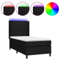 cadre de lit matelas LED Noir 90x190 cm Tissu