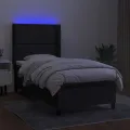 cadre de lit matelas LED Noir 90x190 cm Tissu