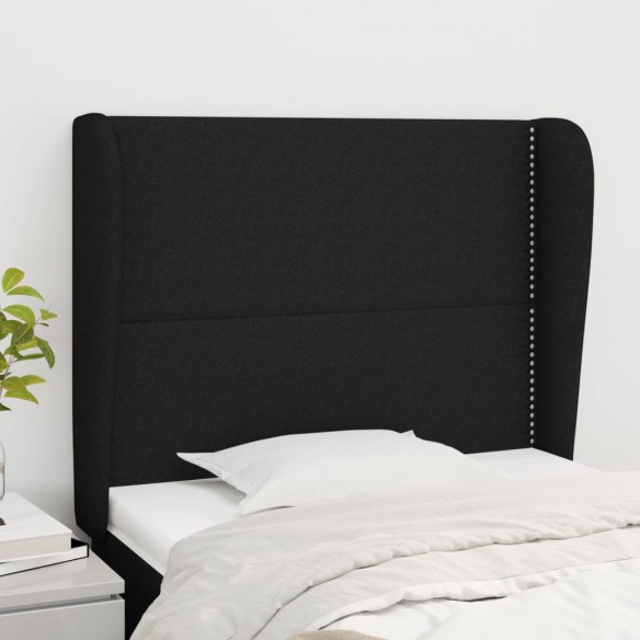 Tête de lit avec oreilles Noir 93x23x118/128 cm Tissu