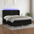 cadre de lit matelas et LED Noir 180x200 cm Tissu