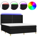 cadre de lit matelas et LED Noir 180x200 cm Tissu