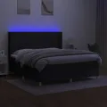 cadre de lit matelas et LED Noir 180x200 cm Tissu