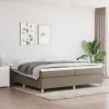 cadre de lit avec matelas Taupe 200x200 cm Tissu