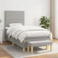 cadre de lit et matelas Gris clair 90x190 cm Tissu