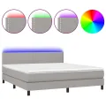 cadre de lit et matelas et LED Gris clair 180x200 cm