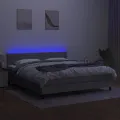 cadre de lit et matelas et LED Gris clair 180x200 cm