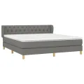 cadre de lit avec matelas Gris foncé 160x200cm Tissu